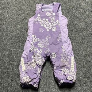 Columbia two tone purple and white floral designed overall snow pants- 12m